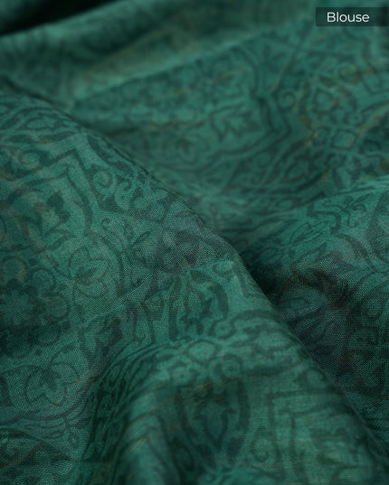 Mangalagiri Silk Digital Print Contrast Border - Sea Green