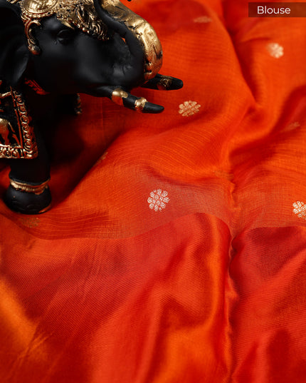 Kota Silk Saree with Golden and Meenakari Butties and Satin Border- Orange