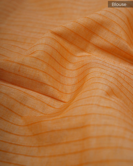 Mul cotton saree with stripes and thread weaving Border - Rust