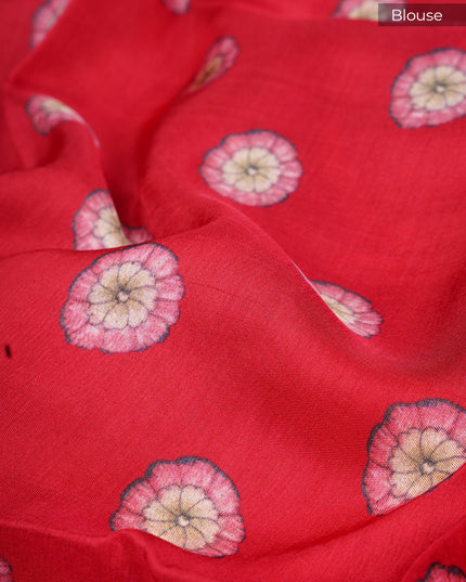 Binny crepe saree kalamkari print with golden border - Black