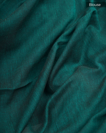 Cotton Antique Gold Zari Border - B Green