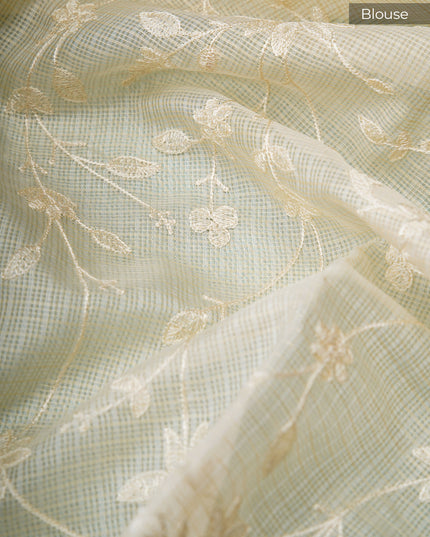 Kota silk saree with thread  work border - Sea Green