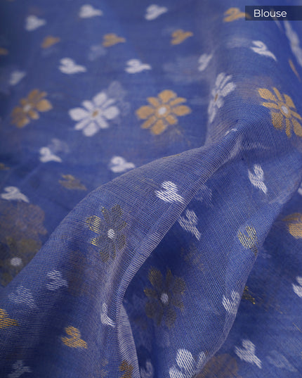 Lotus Cotton Ikkat Design Golden Buttis - Blue