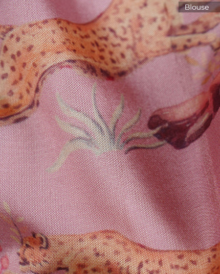 Semi Tusser Silk Saree With Stripes Design With Satin Border - Baby Pink