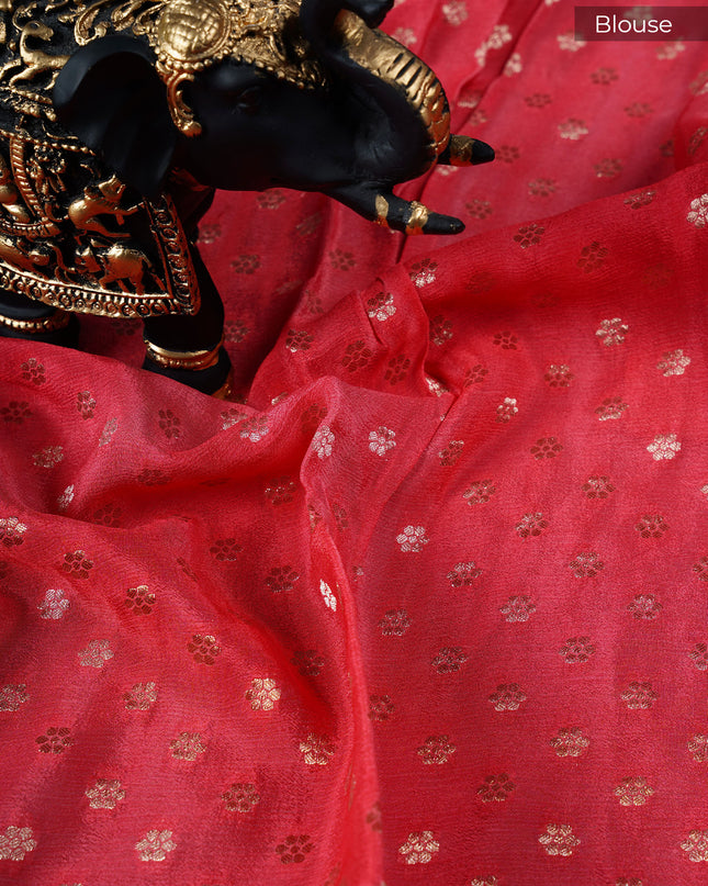 Banaras Silk Saree with Allover Meenakari Weaving and Gold Border - Pink