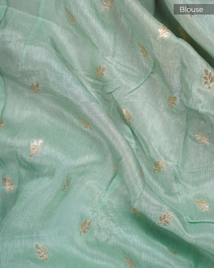 Russian Crepe with Kardhana Sequence Butties and Banaras Border - Pista Green