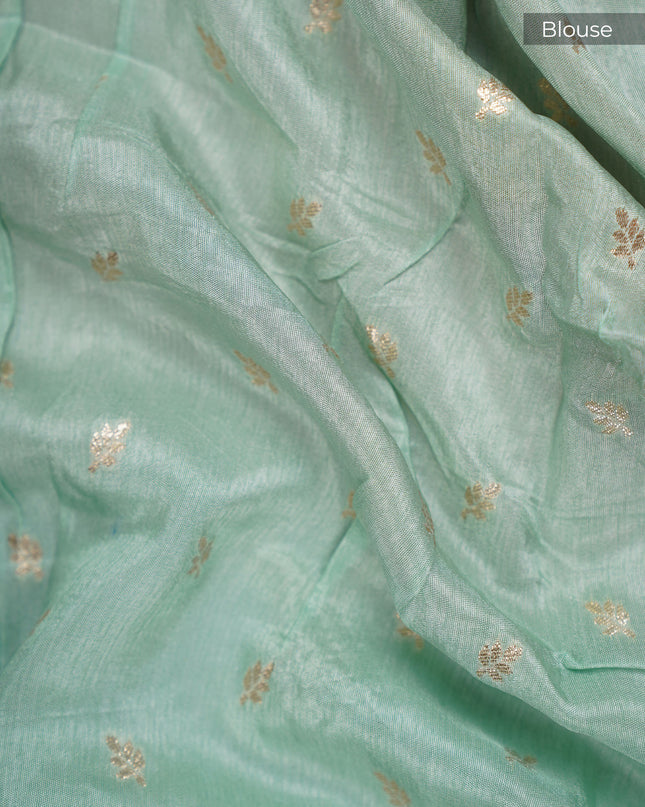 Russian Crepe with Kardhana Sequence Butties and Banaras Border - Pista Green