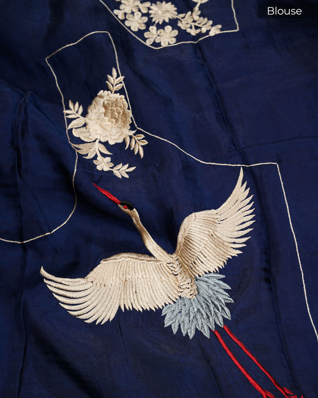 Chiffon saree with Parsi Gara work and kanchi border - Pink