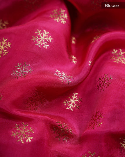 Banaras Silk Saree Gold & Silver Zari Butties and Border - Orange