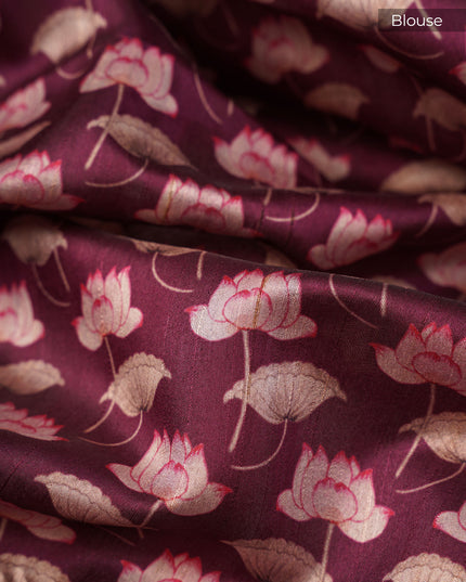 Tusser Silk Allover Mirror With Ari Work - Purple