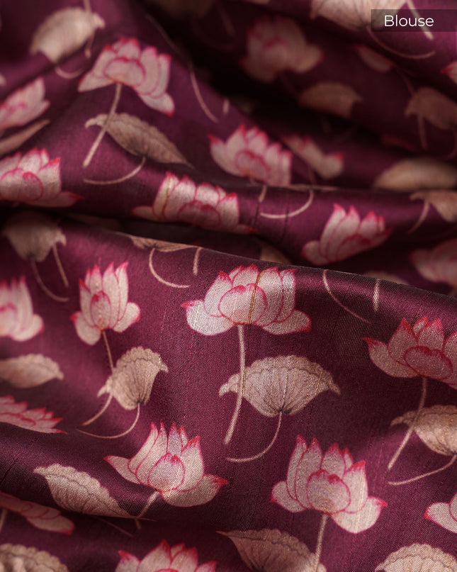 Tusser Silk Allover Mirror With Ari Work - Purple