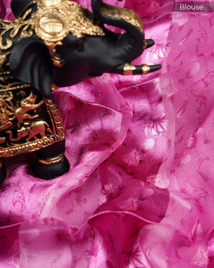 Satin Saree with Floral Print- Pink