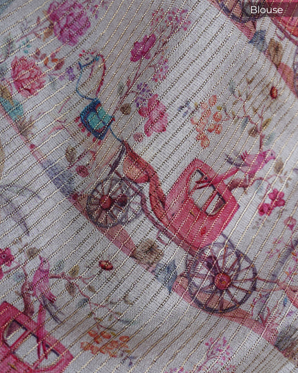 Tissue Silk Saree With Digital Print - Maroon