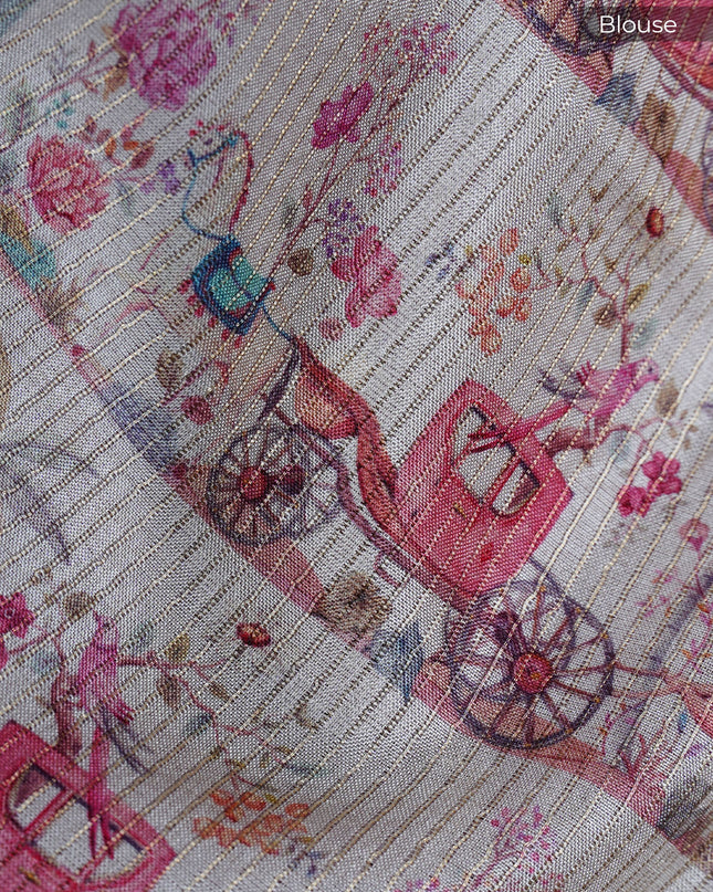 Tissue Silk Saree With Digital Print - Maroon