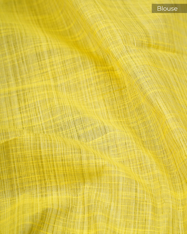 Chanderi Silk Saree With Floral Print Border - Beige