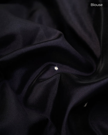 Kota Silk Floral Print Ari Work With Lace Border - Brown