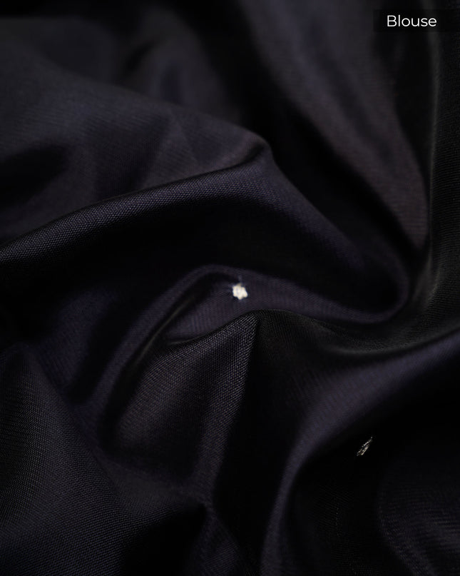 Kota Silk Floral Print Ari Work With Lace Border - Brown