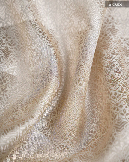 Chanderi Silk Saree With Golden Meenakari Butties & Contrast Border - Rust