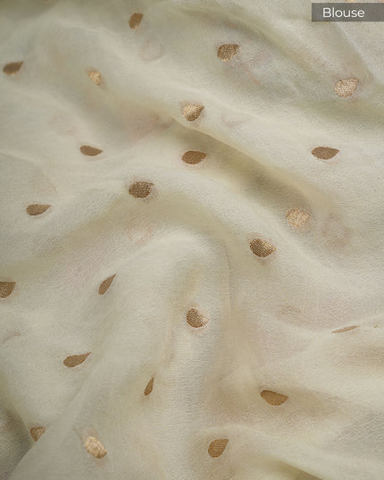 Kadi Georgette branars Saree With allover Meenakari  weaving - Cream