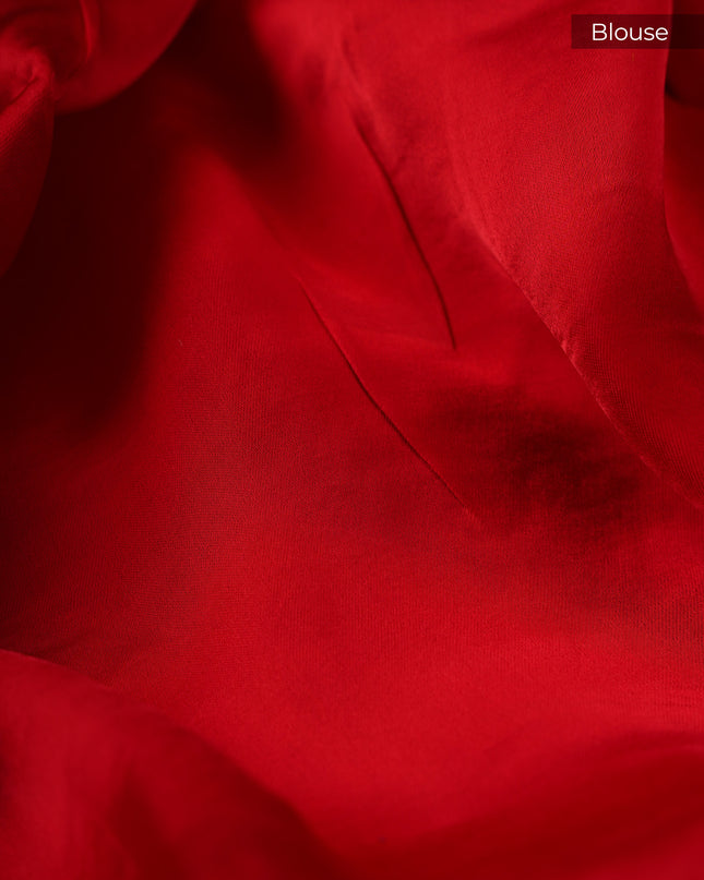 Banaras Silk With Golden Border - Red