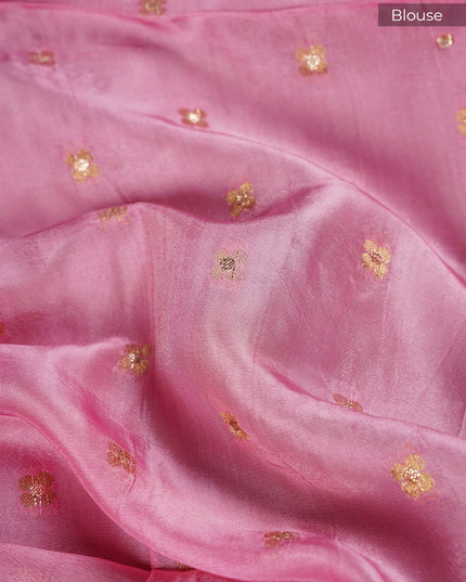 Russian Crepe Kardhana Sequence Work Butties Gold Stripes- Pink and Green