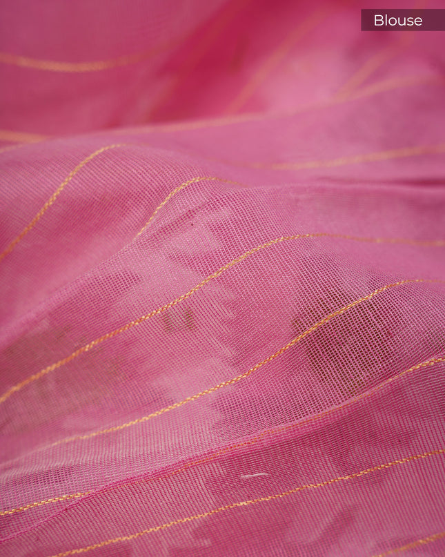 Lotus Cotton Ikkat Design Golden Buttis - Baby Pink