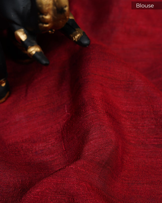 Korean Tussar Pashmina Kari Shal Featuring Intricate Mughal Style Pictorial Designs - Cream With Red