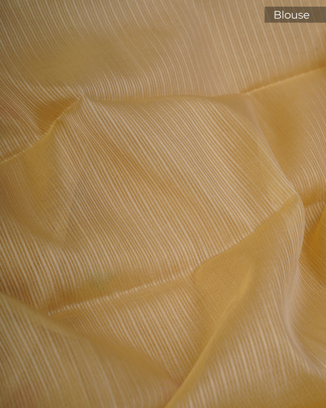 Silk Kota Saree With Thread Embroidery Butties And Lace Border - Cream