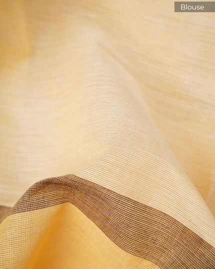 Handloom Cotton with Block Print- Tan