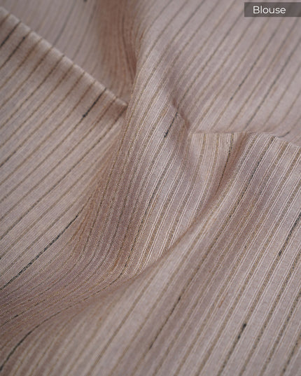 Tusser Silk Saree with Floral Print Border- Light Purple