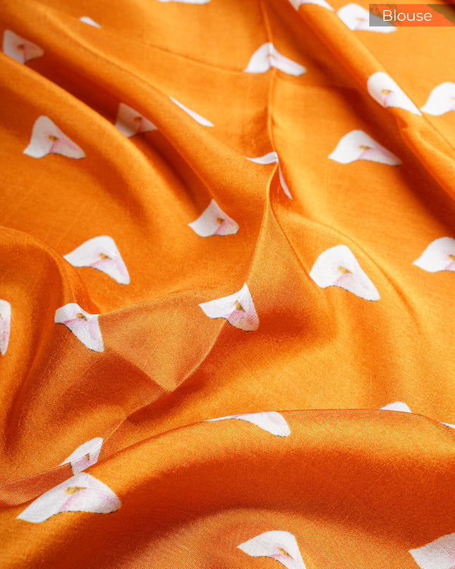 Binny Crepe Saree Floral Print With contrast Border - Black