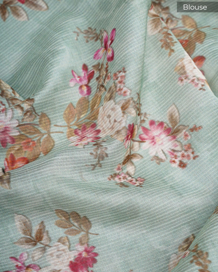 Kota cotton saree with digital print - Mint Green