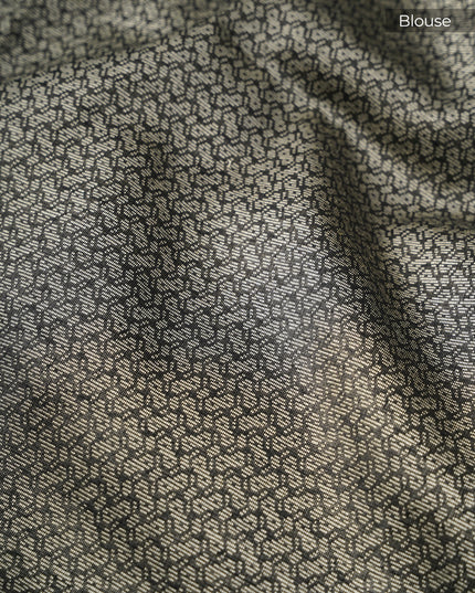 Chanderi Silk With Thread Weaving Golden Border - Black