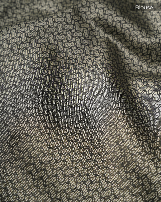 Chanderi Silk With Thread Weaving Golden Border - Black