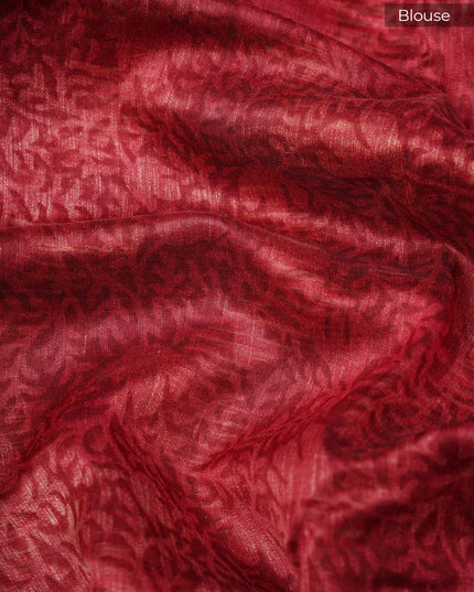 Chanderi Silk Saree with Ajrakh Print and Geometric Pattern- Maroon