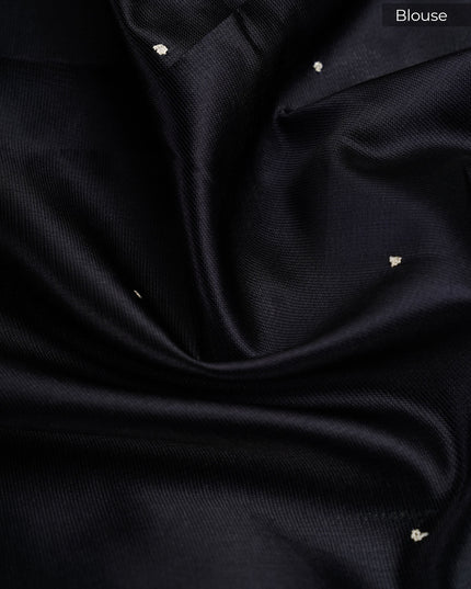 Kota Silk Saree With Floral Print & Ari Work Scallop Border - Greenish Grey