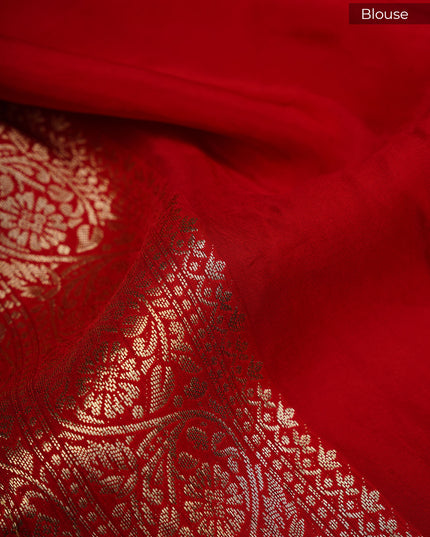 Banaras Silk Saree with Gold Zari Weaving- Rust