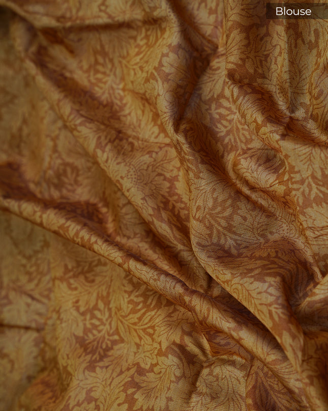 Managalagiri Silk Saree with Floral Print and Silk Saree- Yellow