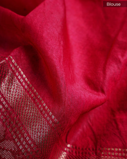 Muslin Silk Saree With Digital Print & Contrast Border  - Beige With Pink