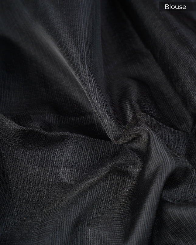 Kota Silk Saree with Kantha Work- Black