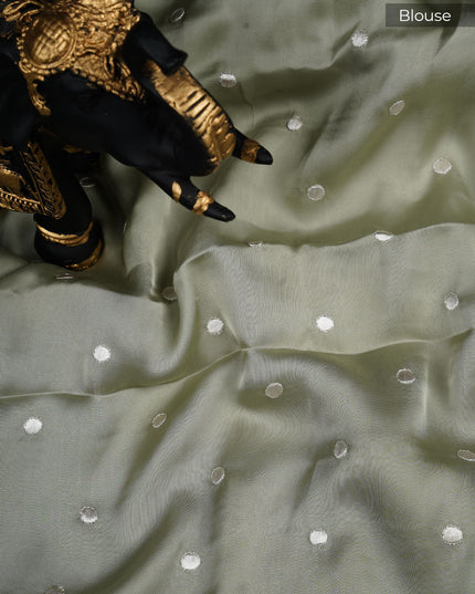 Mashru satin saree with pichwai butties and Parsi Work lace border - Mashru satin