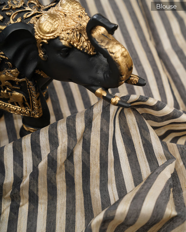 Tussar silk sarees  with not work and contacts  border - Beige