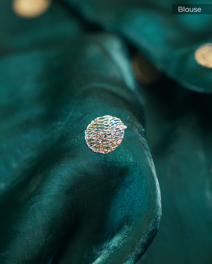 Soft Velvet Sarees With thread Embroidery Border - Bottle Green