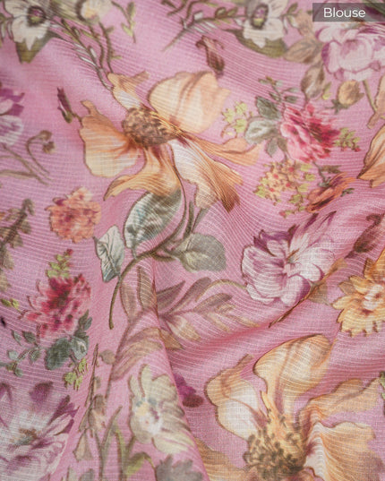 Kota cotton saree with digital print  - Pink