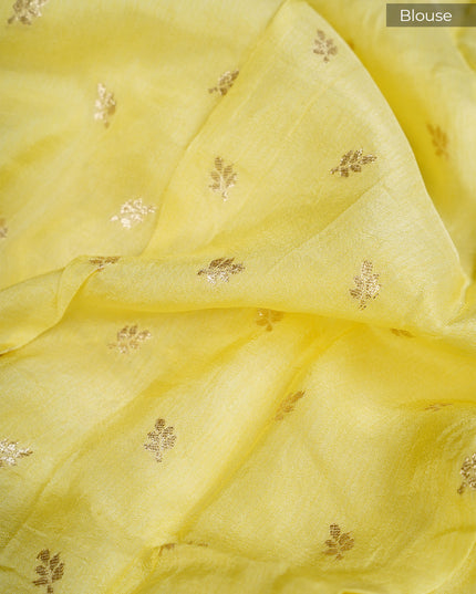 Russian Crepe with Zardozi Butties and Banaras Border- Yellow