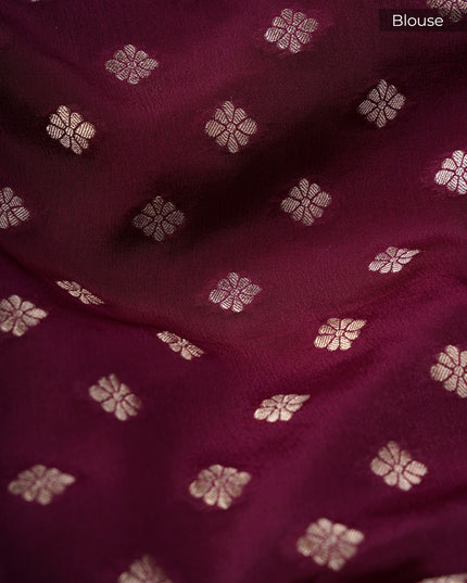 Banaras Silk Saree With Meenakari Butties - Wine