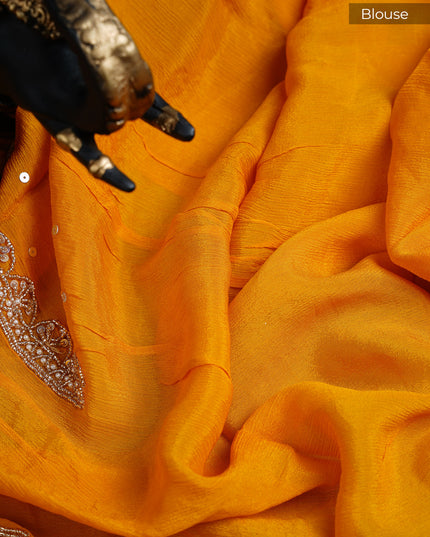 Russian Silk Saree with All Over Sequence Work and scallop border - Vailet