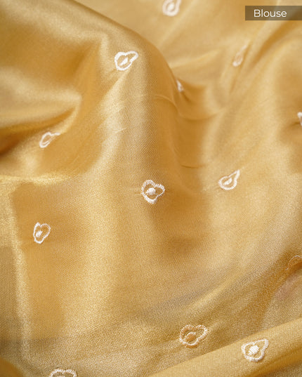 Tissue Georgette With thread Embroidery Work And Border - Mehndi