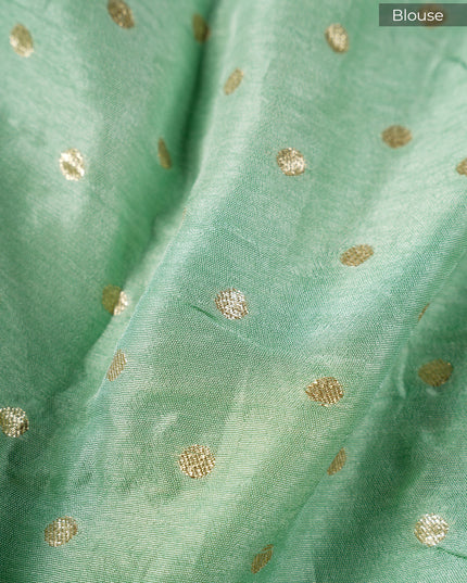 Russion Crepe Pull and Kardhana Buttis Golden Stripes Border - Sea Green