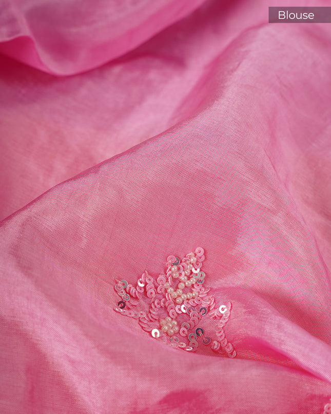 Italian Crape Sequence Pearl Hand Work Butties - Pink